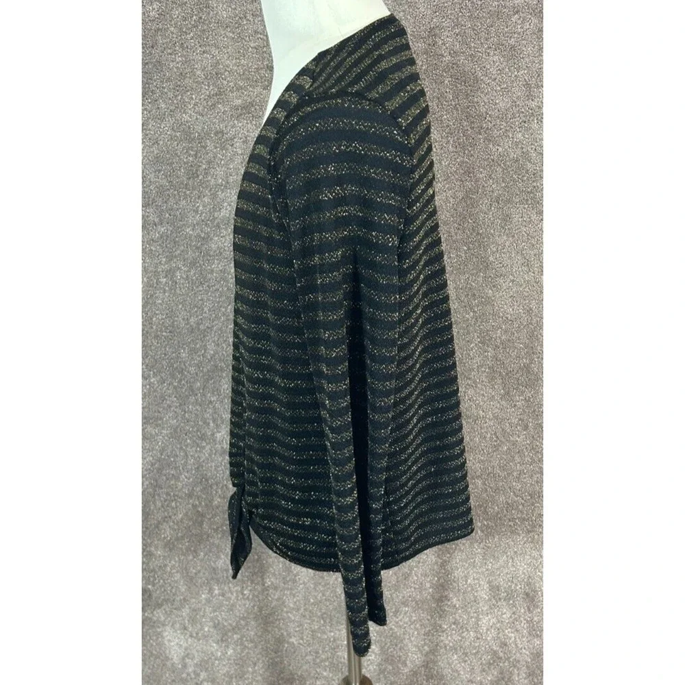Chicos Cardigan Womens 1 Medium 8 Black Metallic Tank Top 2 Piece Set‎ Tie Front